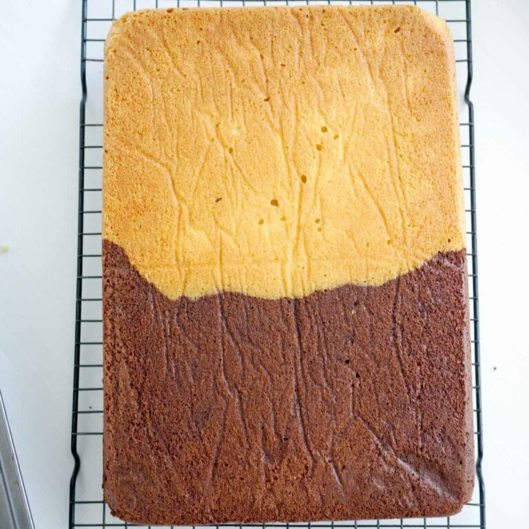 Two in One Chocolate Vanilla Sheet Cake Recipe